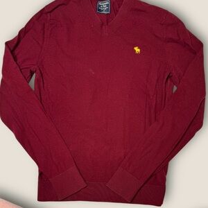 Abercrombie & Fitch Deep Red V-Neck Sweater